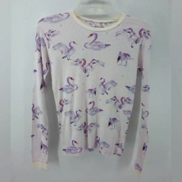 Burt's Beex Kids Swan Pink Purple Snug Fitting 14 Pajama Top PJ - Picture 1 of 7